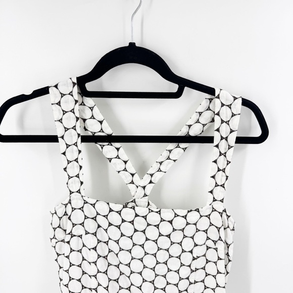 ✅ DVF Embroidered Sleeveless Linen Polka Dot Geometric CREAM/Brown Dress SIZE 6 - Picture 8 of 10